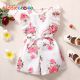 Baby Girl Beautiful Ruffle Floral Print Overalls WIth Belt